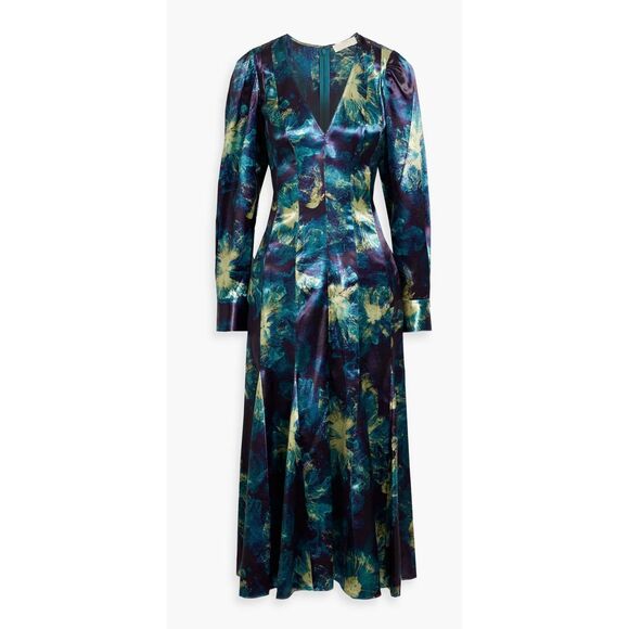 ULLA JOHNSON Acrou printed satin midi dress NWT Size 2 - Picture 1 of 10